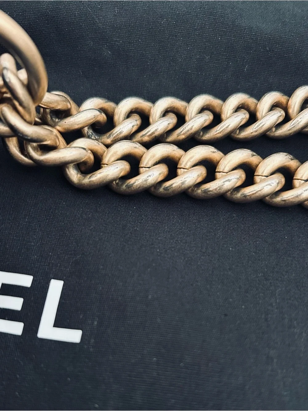 CHANEL Small Boy Bag Black Caviar Leather Brass